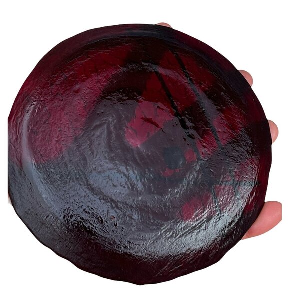 Handcrafted Dichroic Glass Decorative Plate Iridescent Accents 5.25” D Gift - Picture 5 of 10